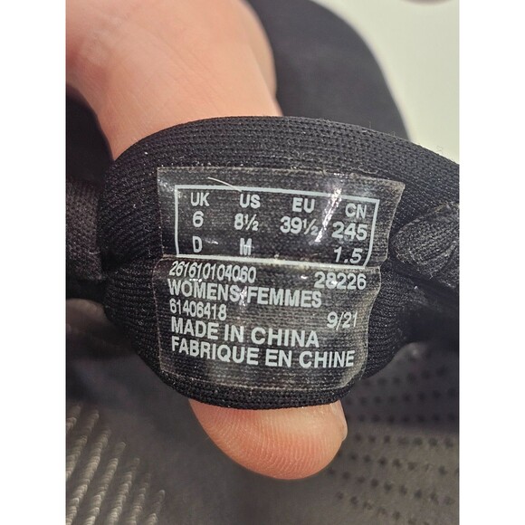 Clarks 8.5 Arla Meg Cloudsteppers Black Fabric Slingback Stretch Wedge EUC - Picture 9 of 10